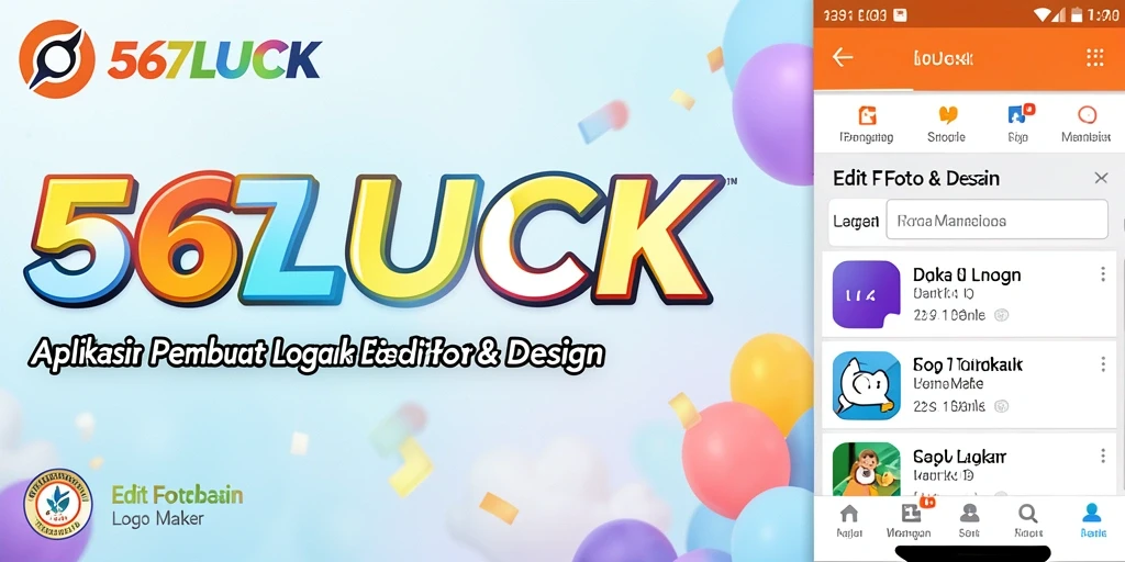 Antarmuka pengguna dari aplikasi 567LUCK untuk pembuat logo.