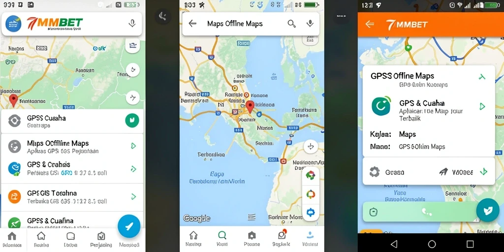 Antarmuka aplikasi GPS Offline Maps 7MMBET yang intuitif dan informatif.
