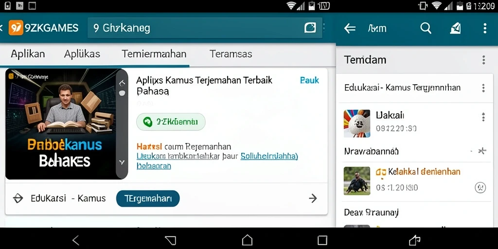 Antarmuka aplikasi Kamus Terjemahan 9ZKGAMES yang sederhana dan fungsional.