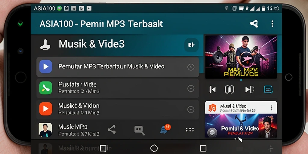 Antarmuka ASIA100 yang menarik untuk pemutar MP3.