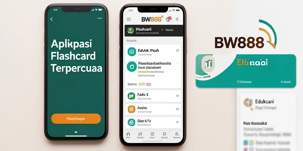 Antarmuka BW888 yang modern dan interaktif untuk belajar Flashcard.