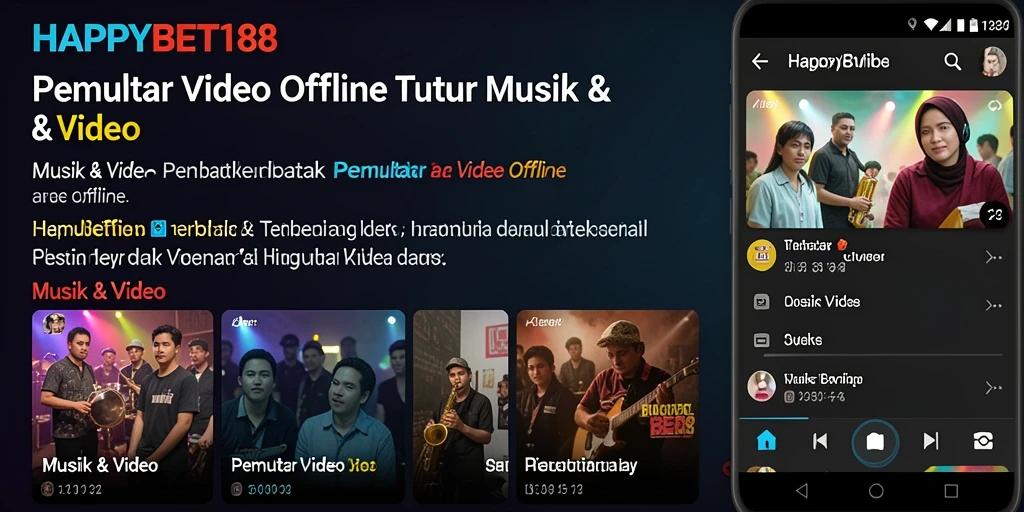 Screenshot tampilan antarmuka HAPPYBET188 dengan fitur Pemutar Video Offline.