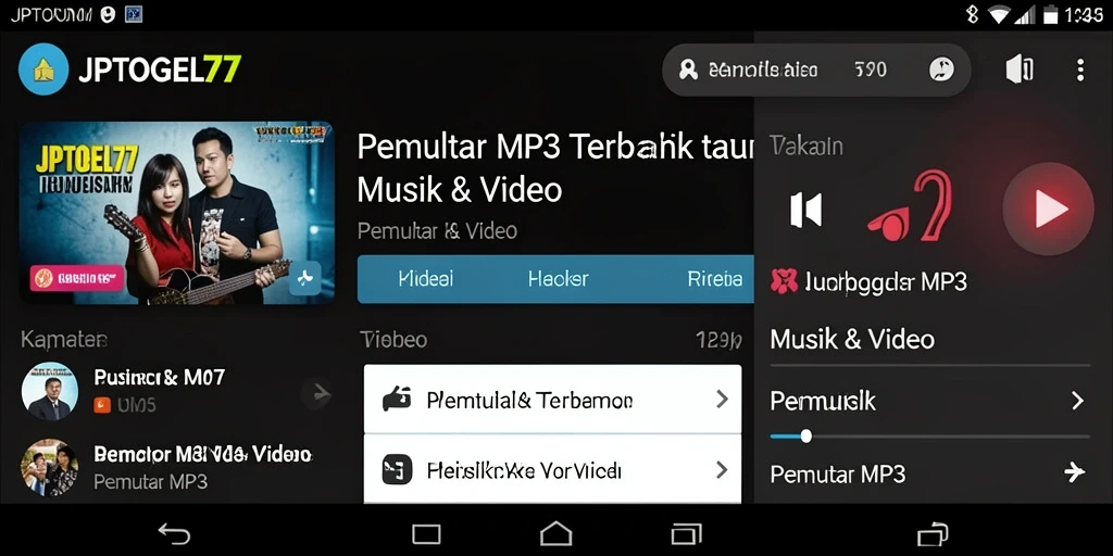 Tampilan antarmuka utama aplikasi JPTOGEL77 yang memudahkan pemutaran MP3.