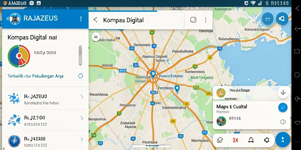 Tampilan antarmuka RAJAZEUS dengan fitur Kompas Digital yang intuitif.