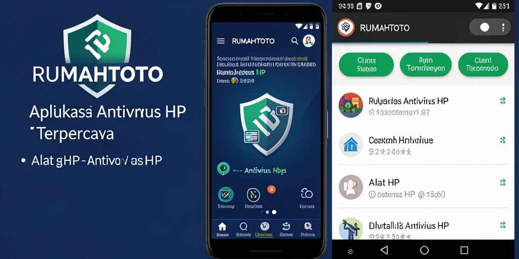 Antarmuka RUMAHTOTO yang intuitif dan fitur Antivirus HP yang handal.