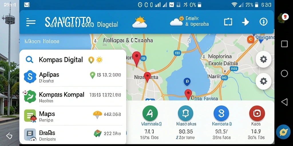 Antarmuka SANGTOTO yang bersih dengan fitur kompas digital.